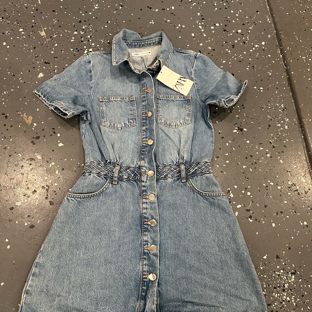 Zara Denim Short Sleeve Dress